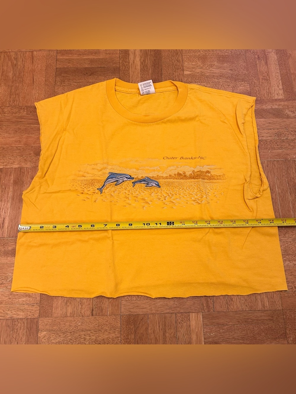 Alstyle Men's L Yellow Sleeveless Cotton Outer Banks Dolphin Tee